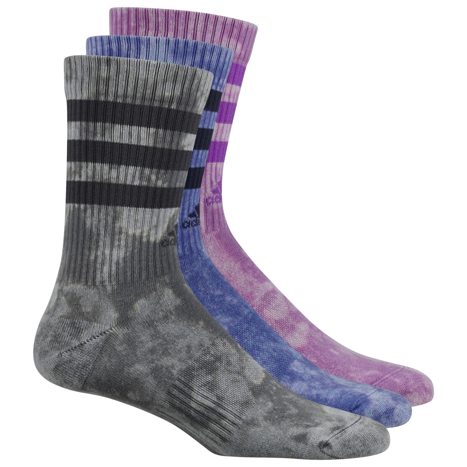 

Многофункциональные носки Adidas 3-Stripes Stonewash Crew 3-Pack, цвет Grey Four/Semi Cobald Blue/Preloved Purple