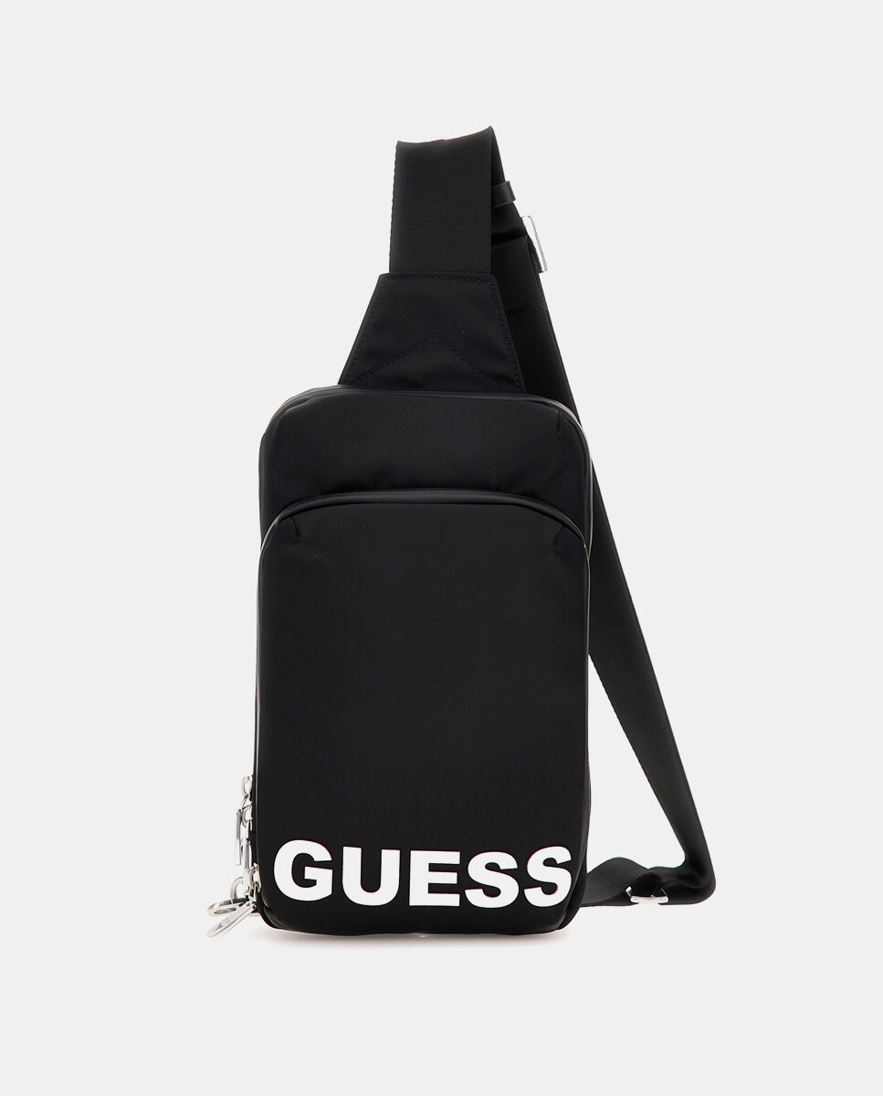 

Черная сумка через плечо с внешним карманом Guess, черный