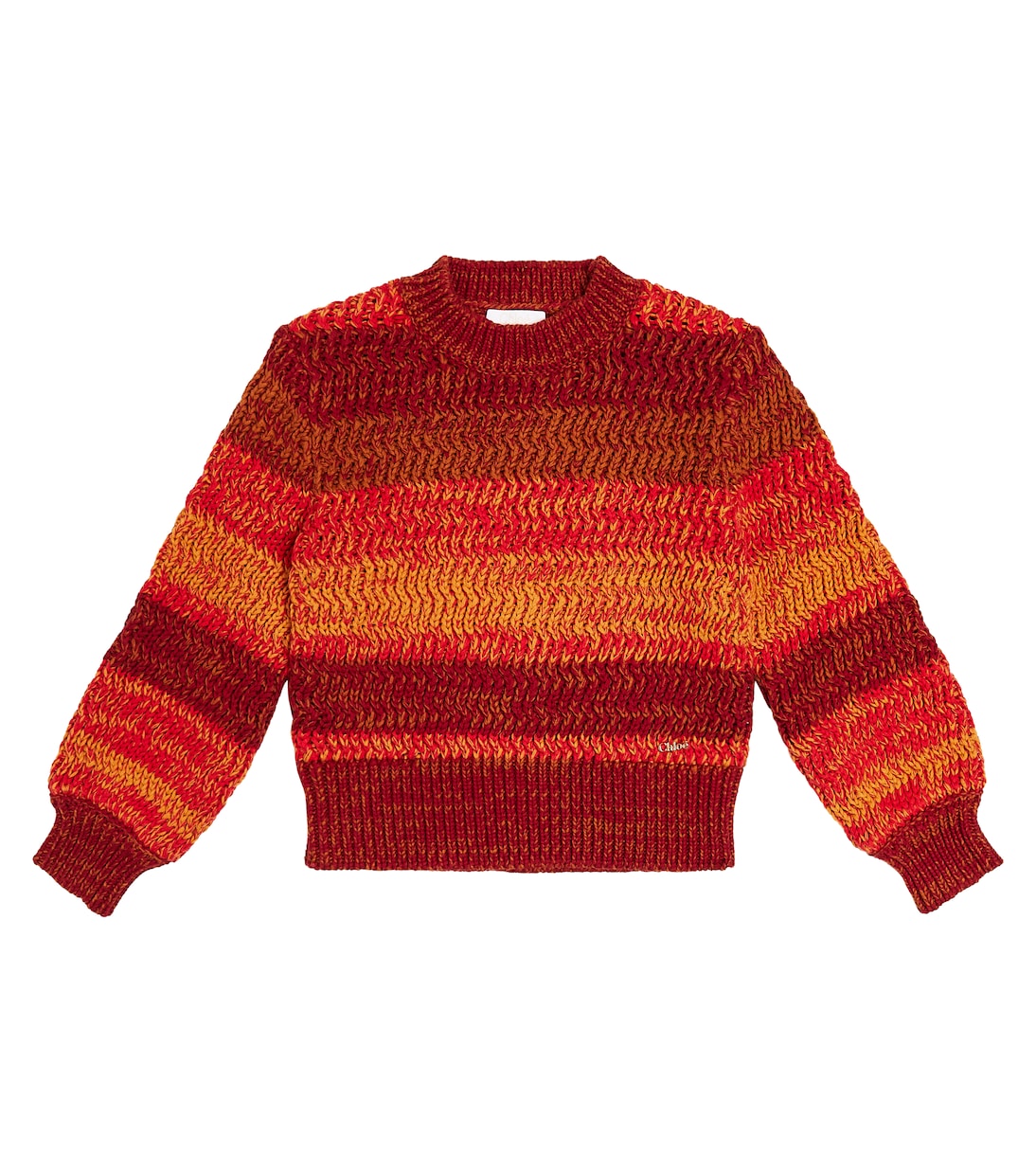 Полосатый свитер из хлопка и шерсти Chloé Kids, мультиколор
