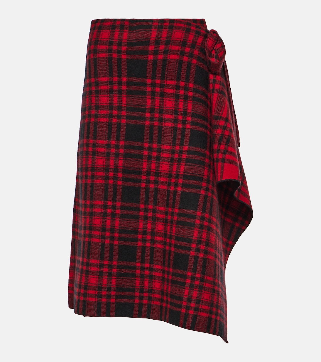 Шерстяная юбка в клетку с запахом Polo Ralph Lauren, красный