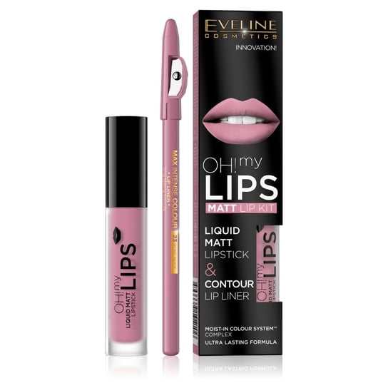 Эвелин Косметикс, о! My Lips, Набор: матовая жидкая помада и карандаш для губ, № 03 Rose Nude, Eveline Cosmetics