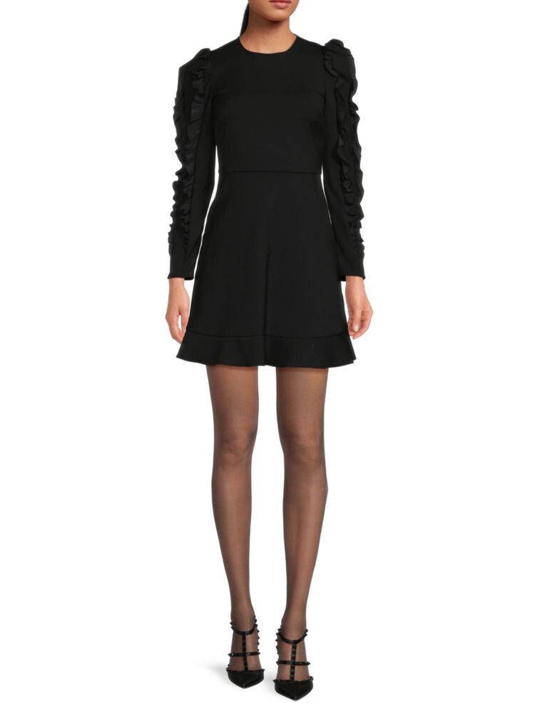 

Платье из крепа с рюшами Redvalentino, черный