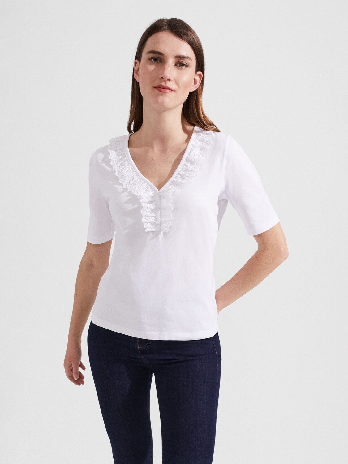

Топ Demi Broderie с оборками Hobbs, белый