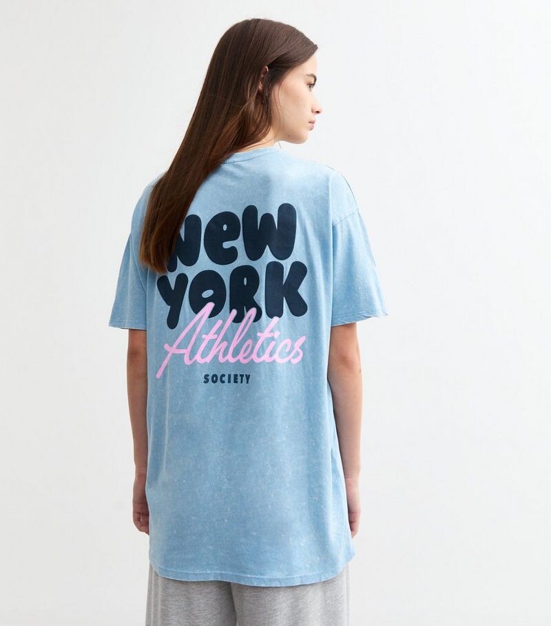 

Синяя футболка оверсайз с принтом New York на спине New Look, синий