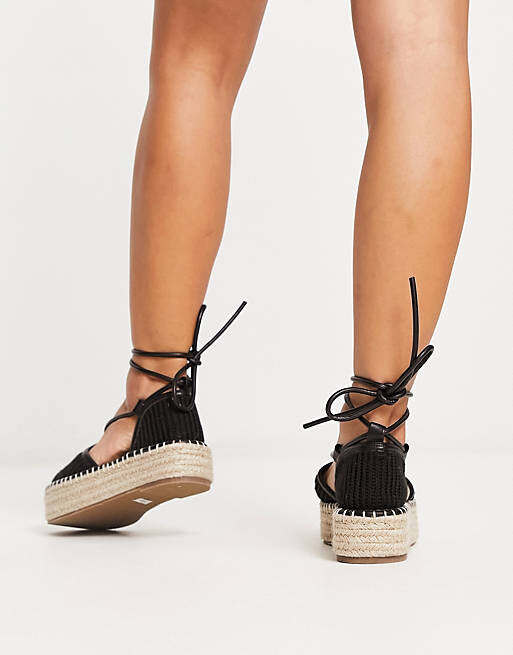 

Черные эспадрильи на платформе ASOS DESIGN Wide Fit Juggle
