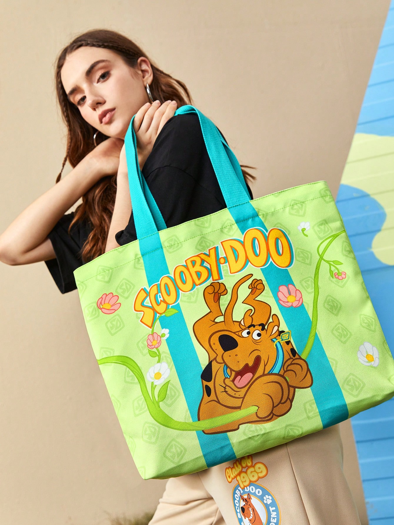 Модная женская сумка SHEIN с рисунком щенка и буквами, зеленый