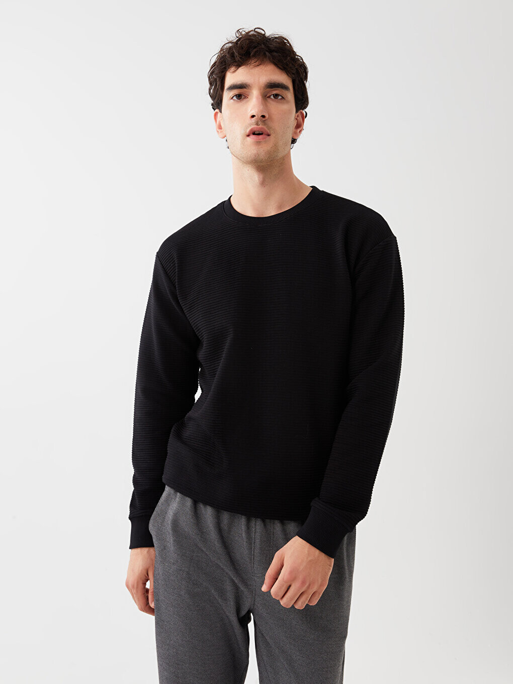 

Мужская толстовка с круглым вырезом и длинными рукавами LCW Casual, новый черный