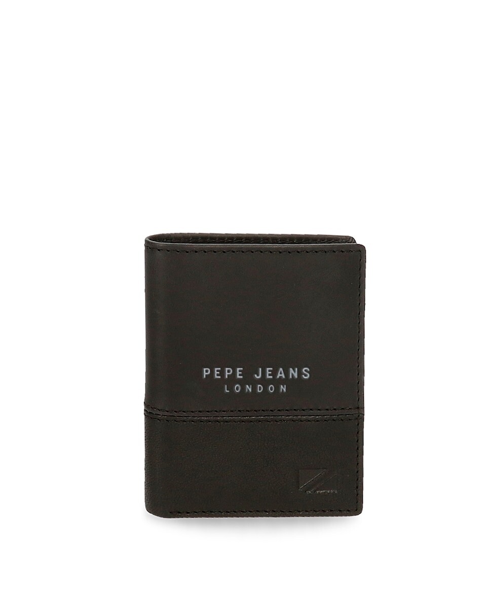 

Вертикальный мужской кошелек Kingdom черный кожаный Pepe Jeans, черный