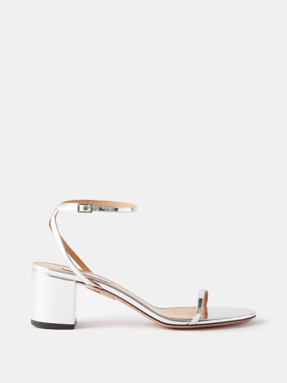 

Босоножки olie 50 из кожи с эффектом металлик Aquazzura, серебряный