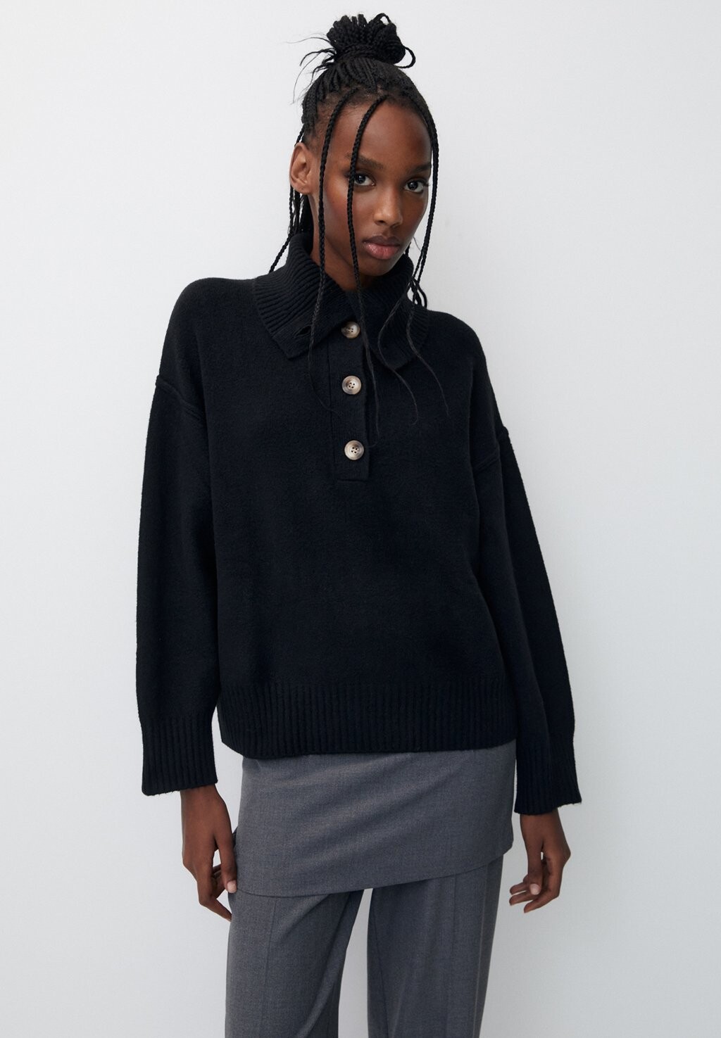 

Свитер Buttoned PULL&BEAR, черный