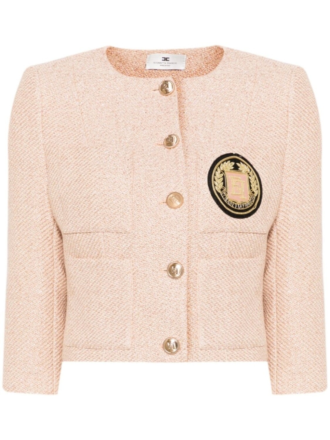 

Elisabetta Franchi твидовый укороченный жакет, розовый