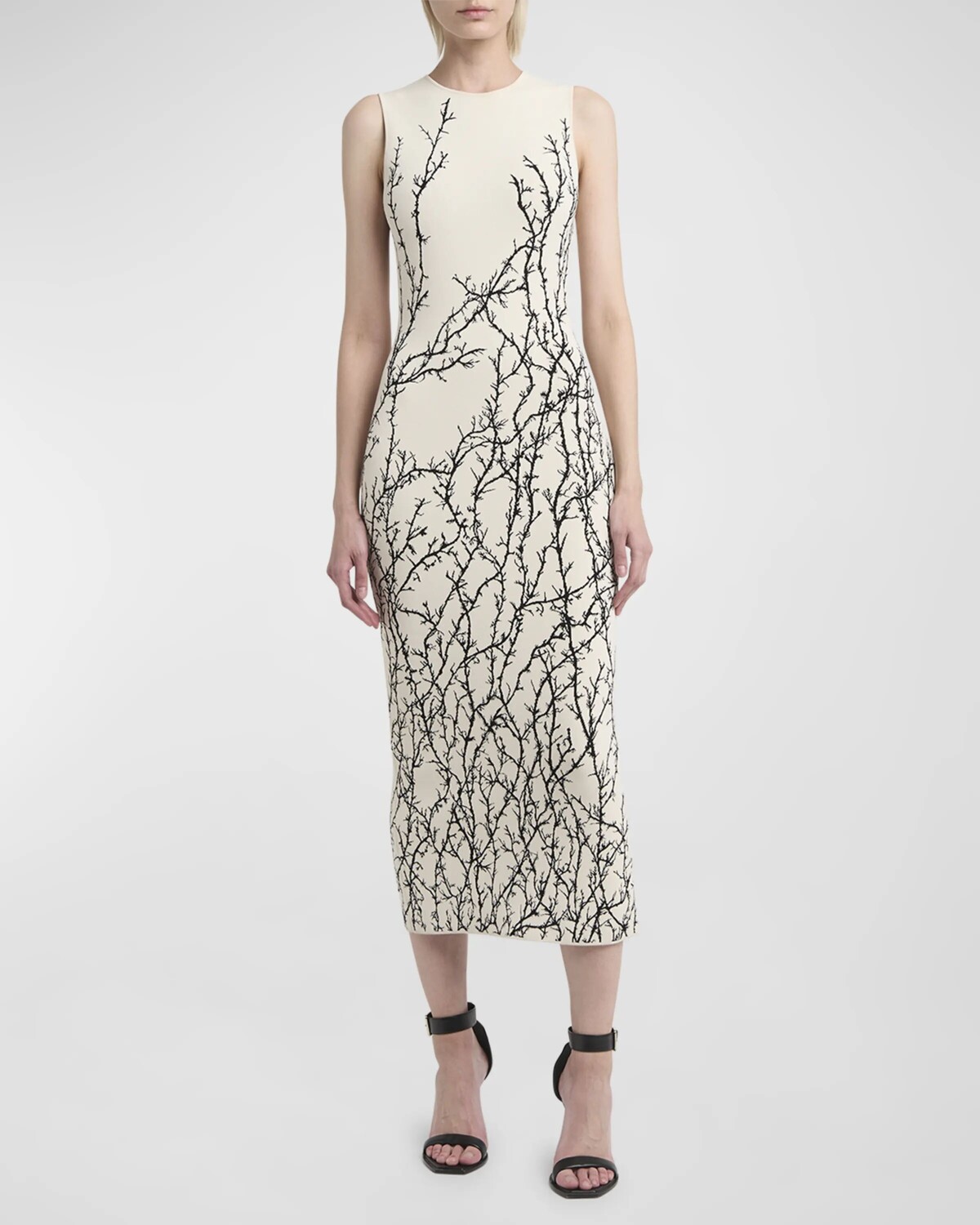 

Жаккардовое платье миди Thorn с вышивкой Alexander McQueen, цвет Ivoryblk