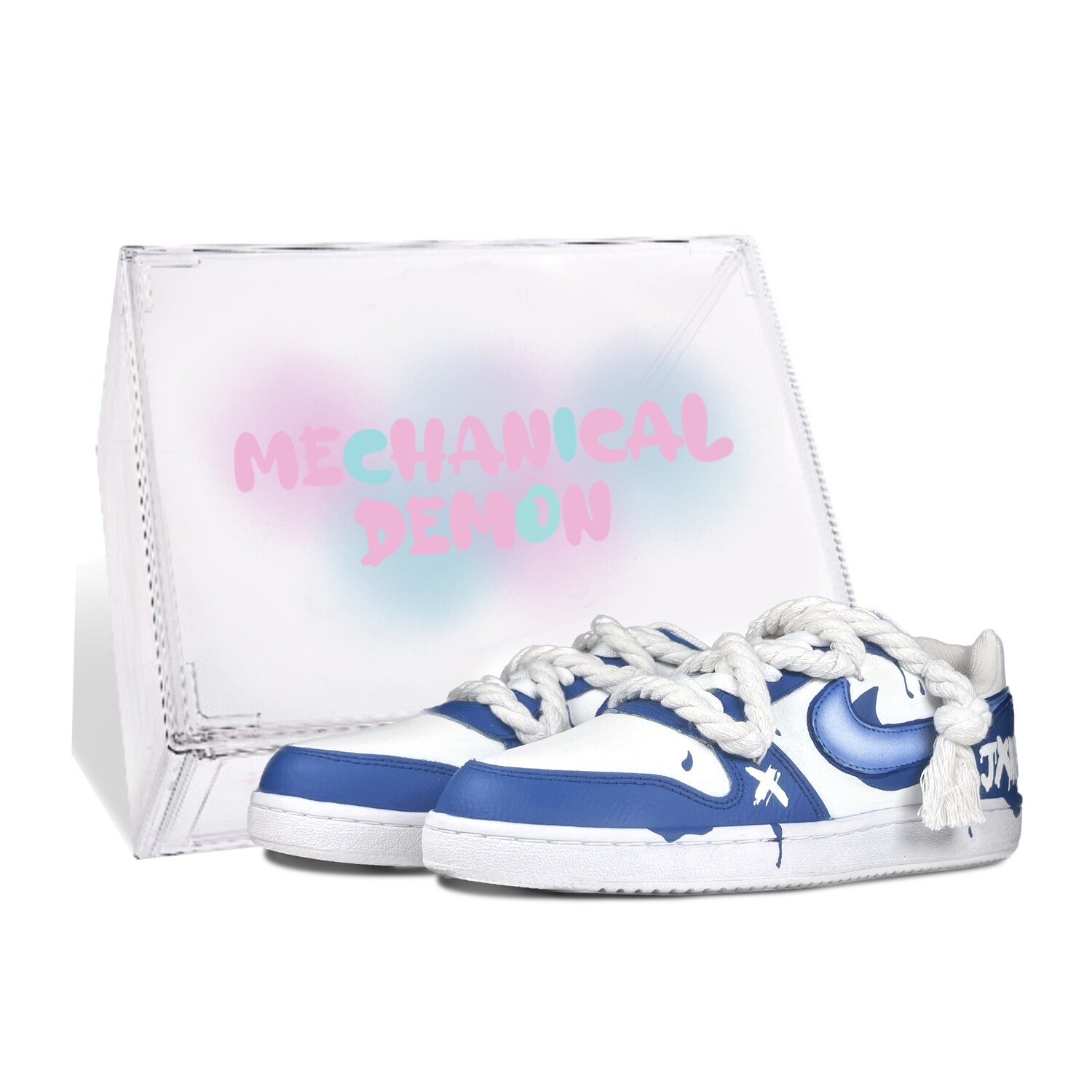 

Кроссовки Nike EBERNON Skateboarding Shoes Men Low-top Blue/white, цвет Dodger Blue