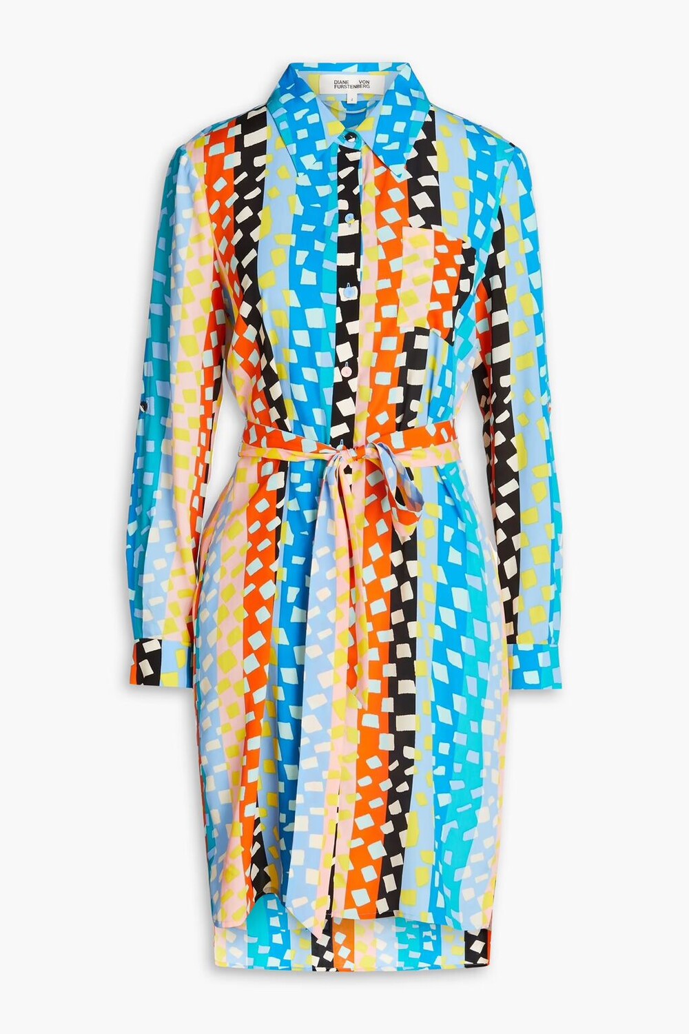

Платье-рубашка из крепдешина с принтом Diane Von Furstenberg, синий