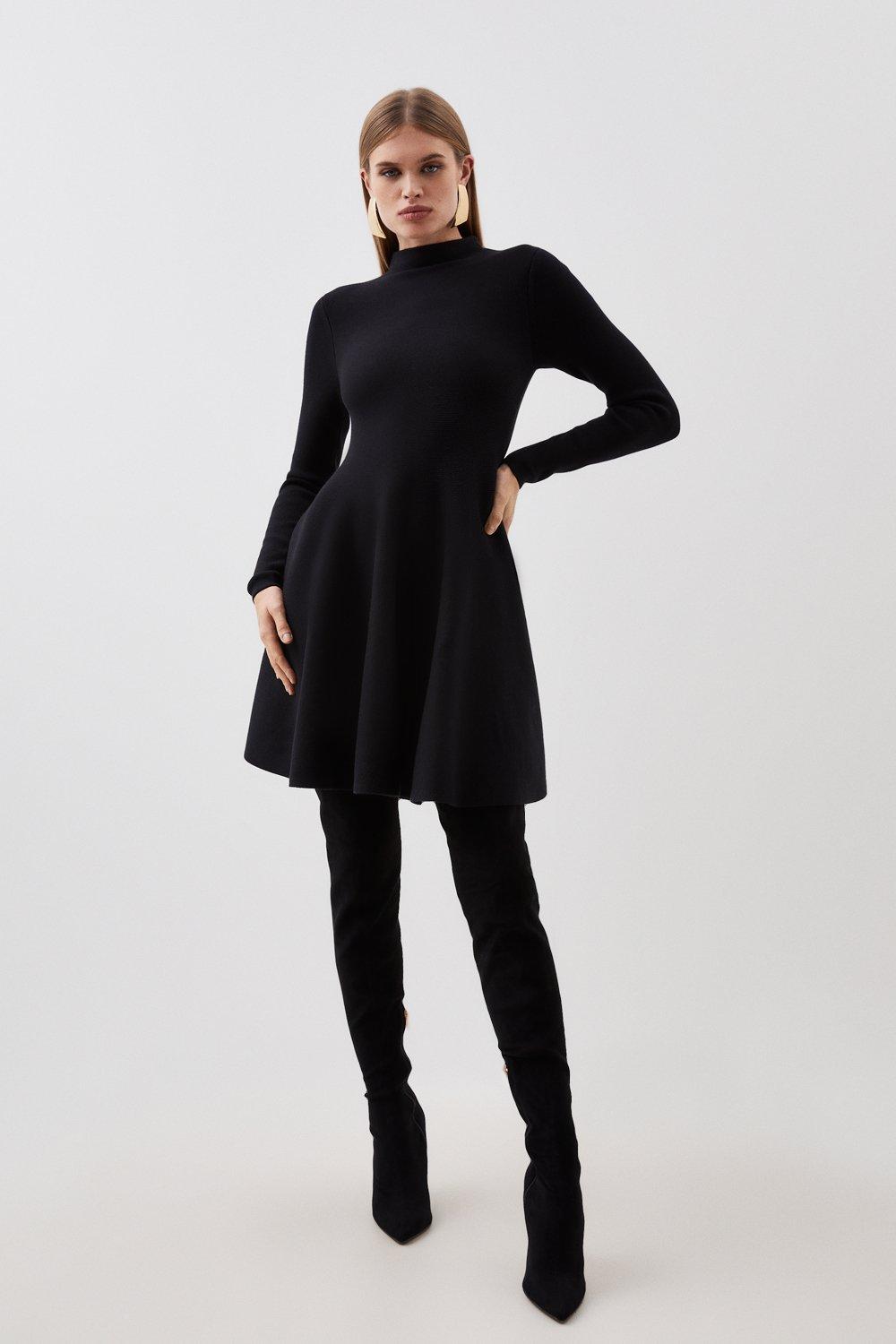 цена Мини-платье полного круга из смеси вискозы Karen Millen, черный