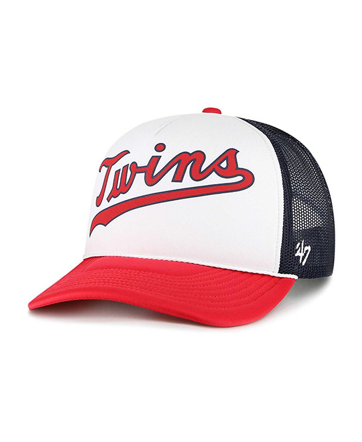 

Мужская белая кепка из пеноматериала Minnesota Twins с надписью Trucker Snapback спереди '47 Brand