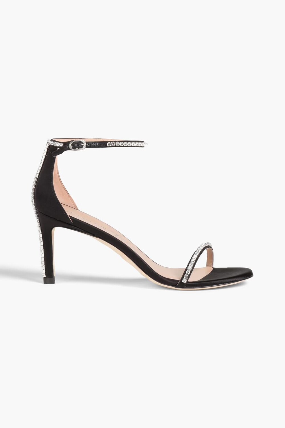 

Атласные босоножки с кристаллами Stuart Weitzman, черный