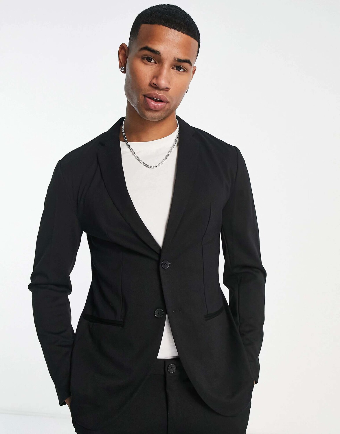 

Черный узкий костюм из джерси и брюки Jack & Jones Premium