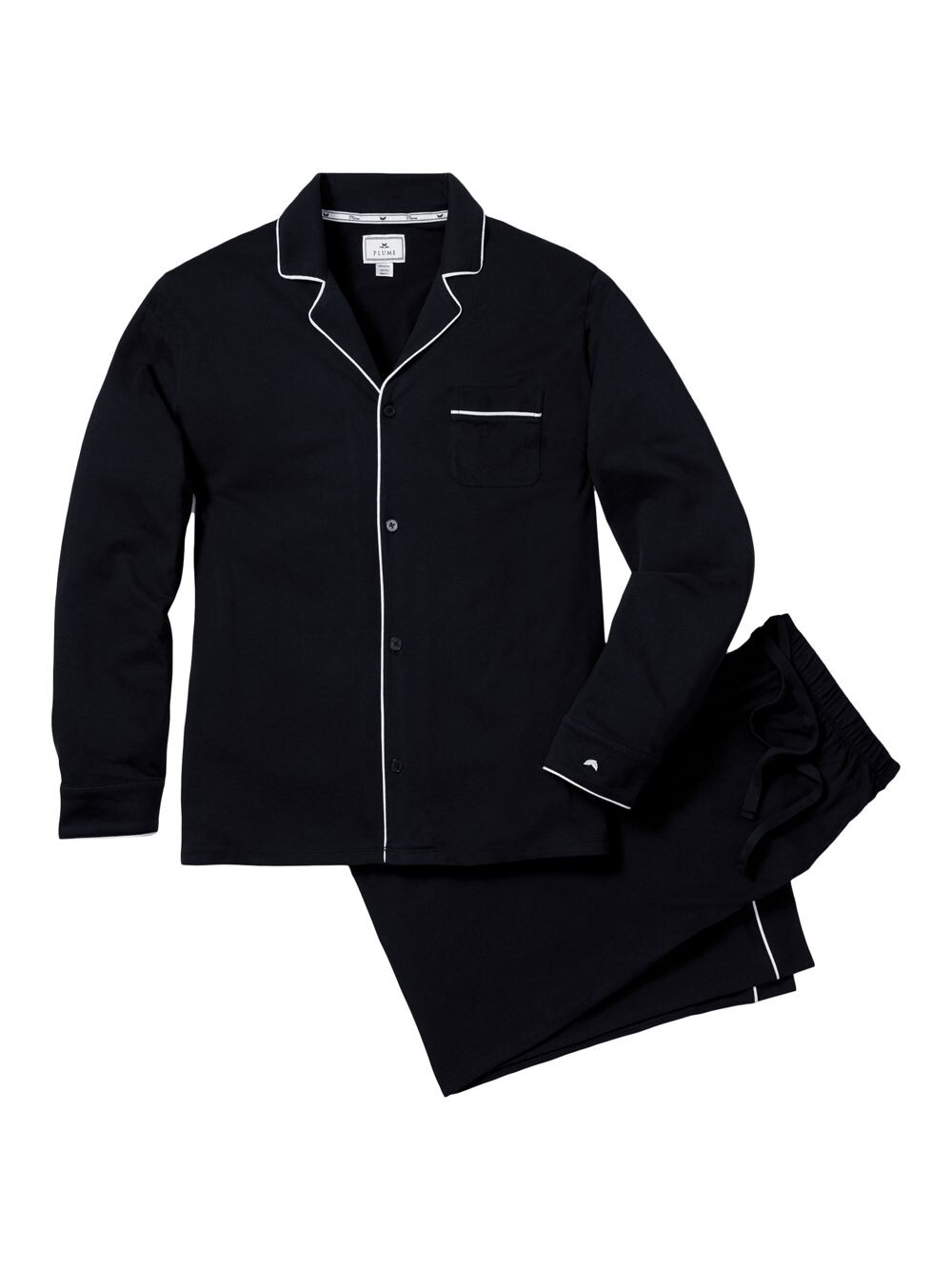 

Пижамный комплект из рубашки и брюк Luxe Pima Petite Plume, черный