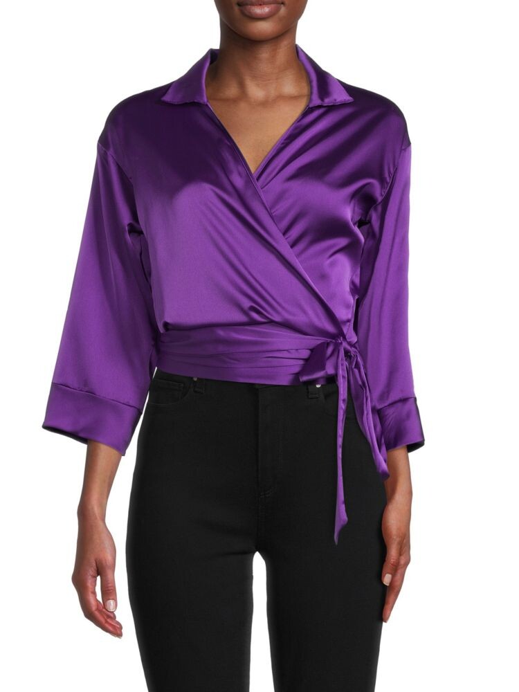 

Атласный топ с воротником и запахом Renee C., цвет Dark Purple
