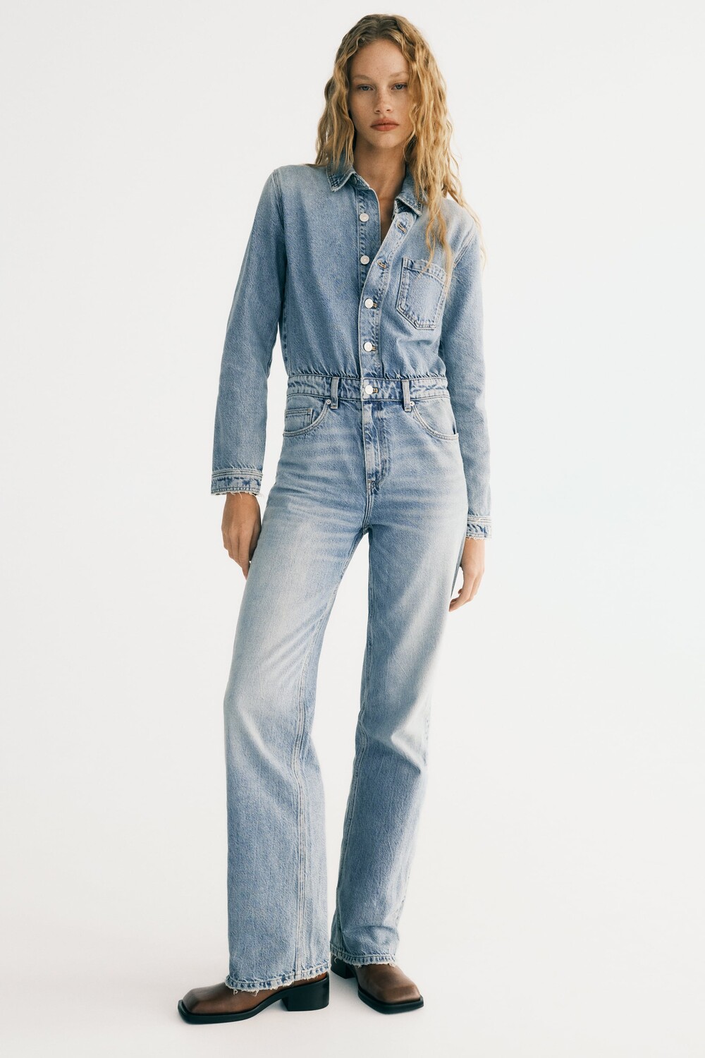 

Длинная джинсовая куртка, trf Zara, синий