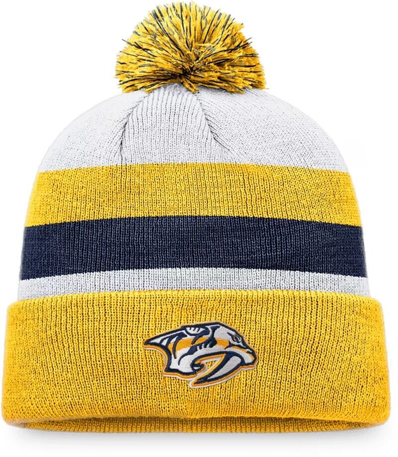 

Шапка с золотыми помпонами и манжетами в полоску NHL Nashville Predators, Желтый, Шапка с золотыми помпонами и манжетами в полоску NHL Nashville Predators