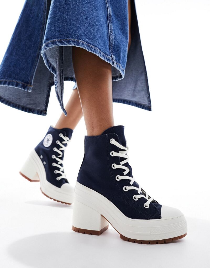 

Темно-синие и белые кроссовки на каблуке Converse Chuck 70 Hi De Luxe