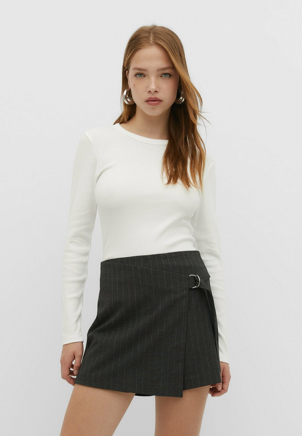 

Футболка с длинным рукавом Stradivarius, белая, Белый