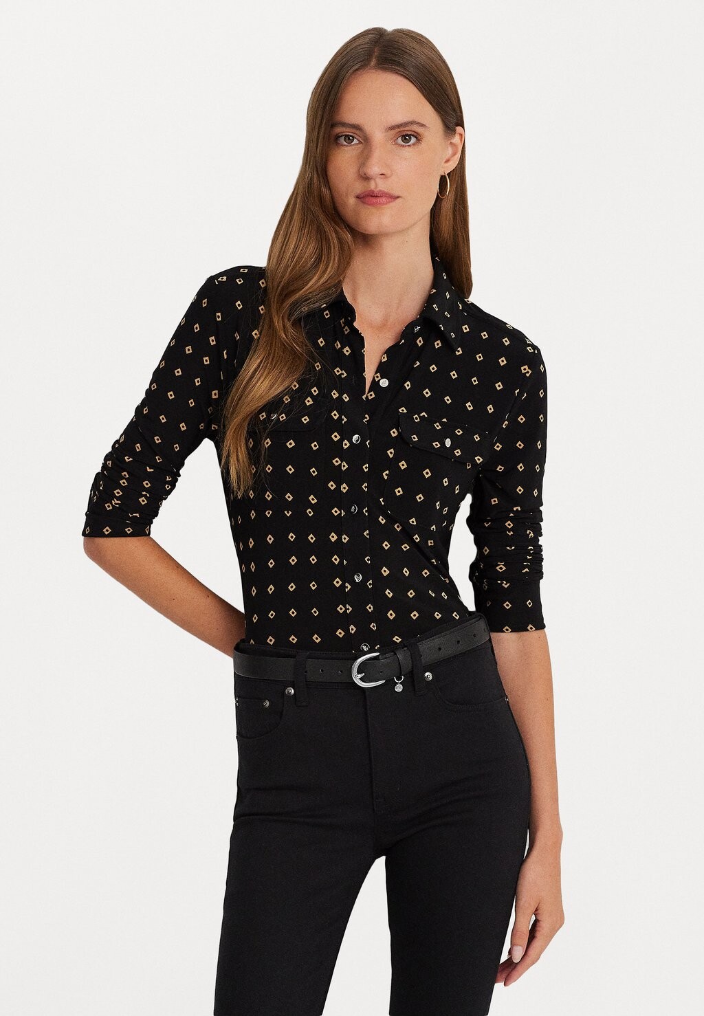 

Рубашка Lauren Ralph Lauren CORWIN LONG SLEEVE, цвет black/tan