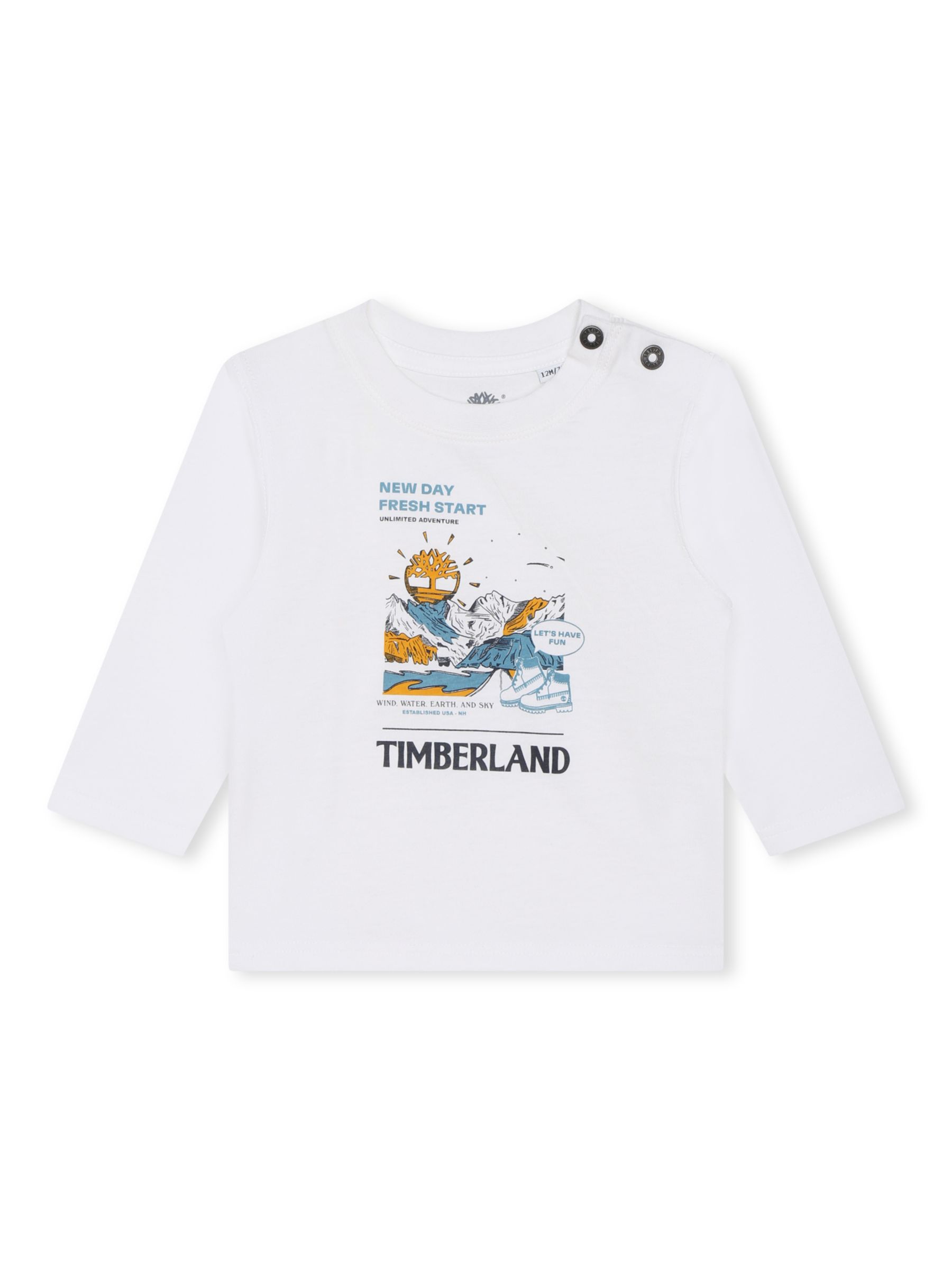Детская хлопковая футболка с длинными рукавами Timberland, белый