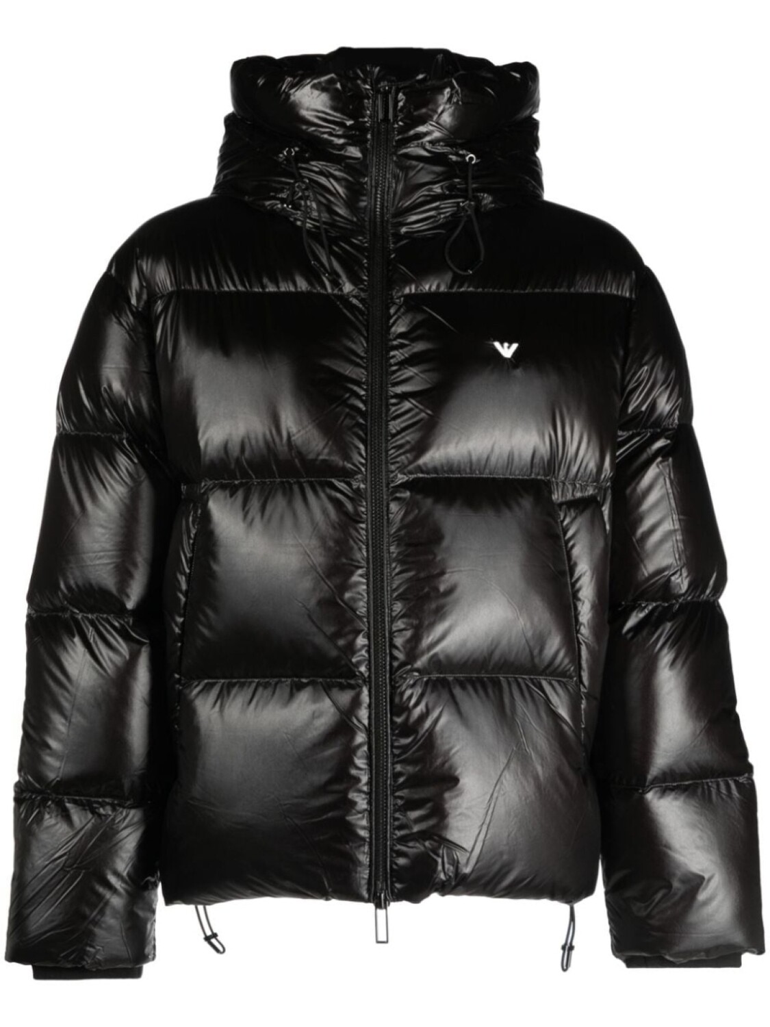 

Emporio Armani пуховик с капюшоном и вышитым логотипом, черный