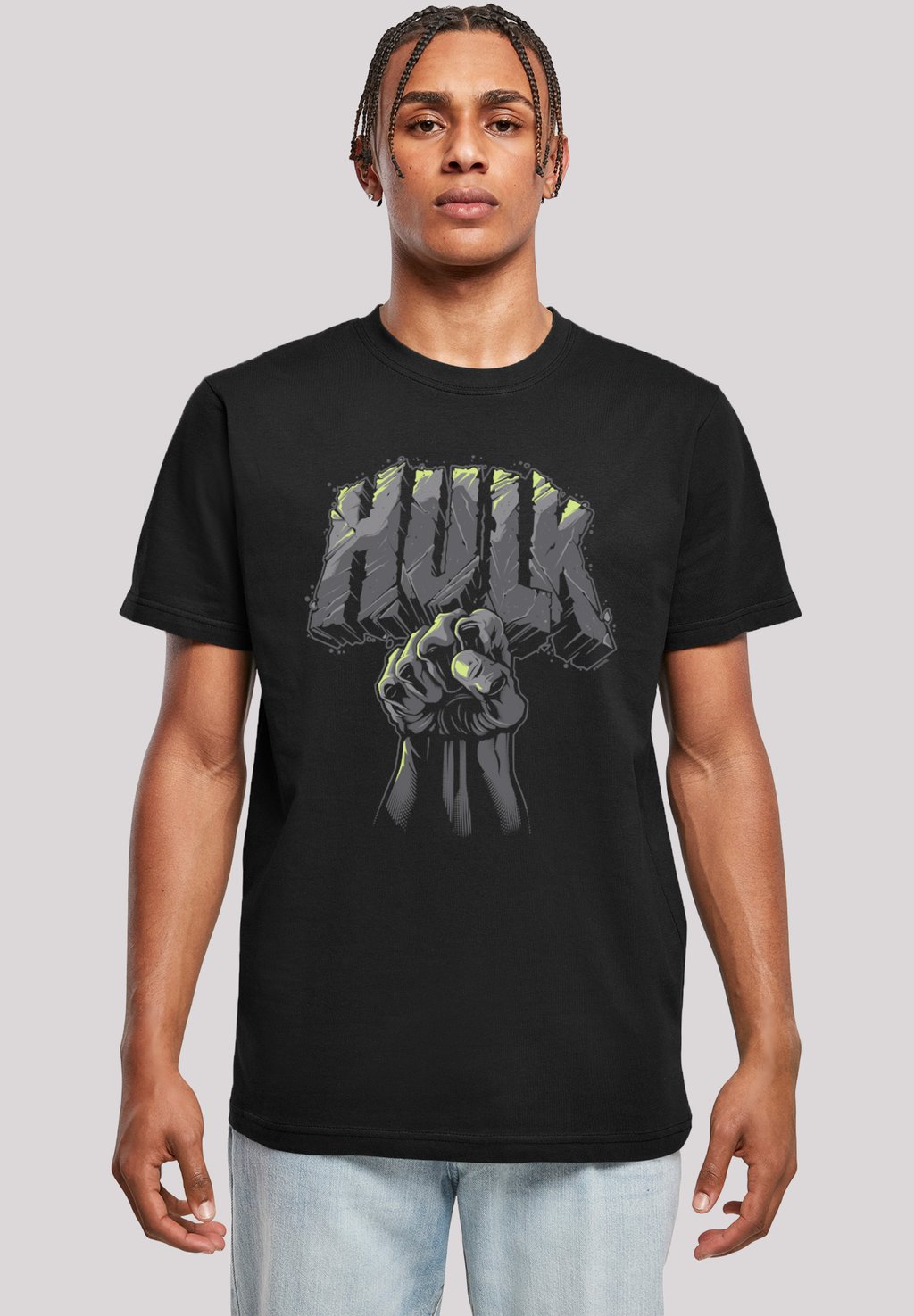 

Футболка с принтом MARVEL HULK PUNCH LOGO SUPERHEROES F4NT4STIC, цвет black