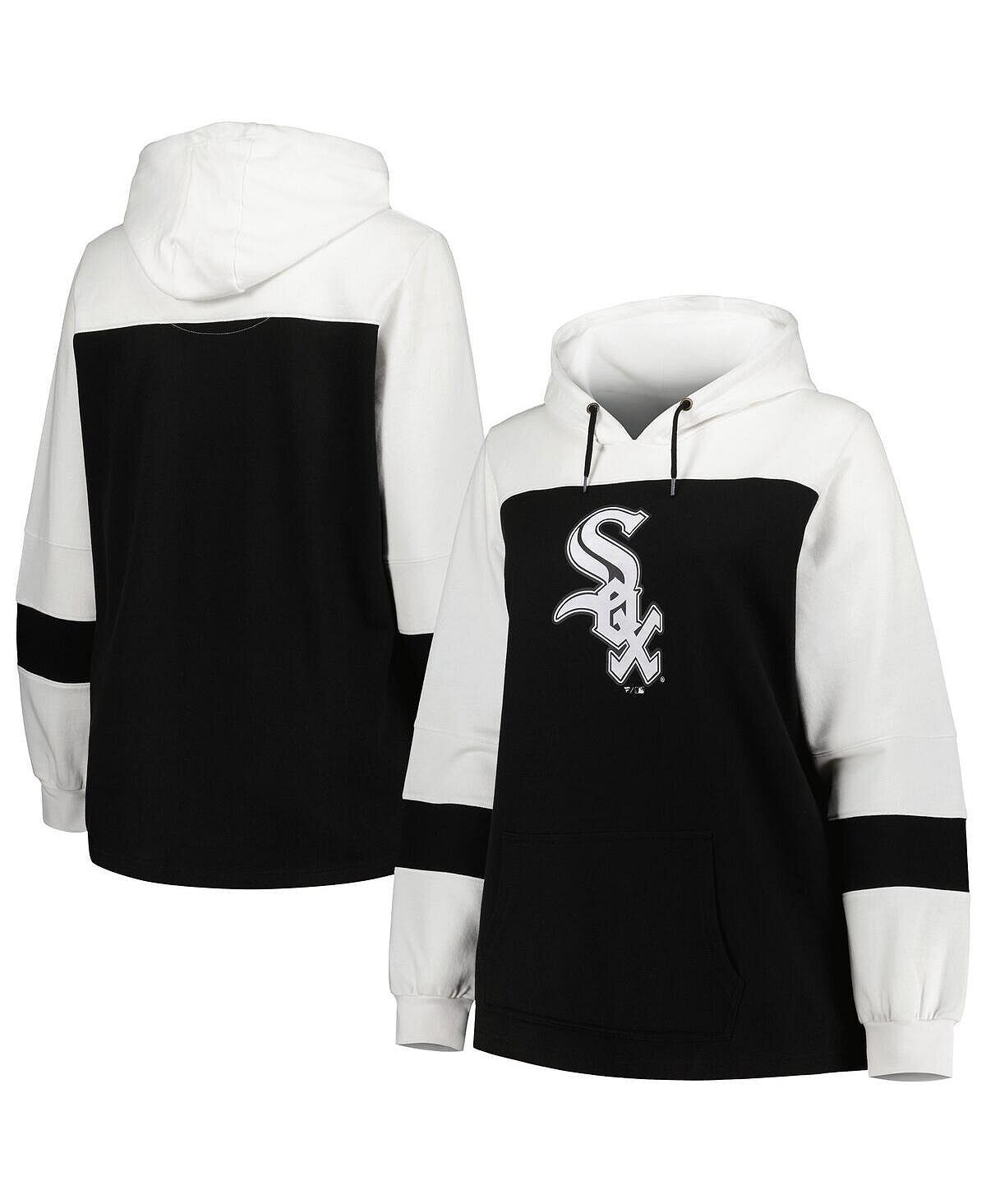 

Женский черный пуловер с капюшоном Chicago White Sox большого размера с цветными блоками Profile, черный