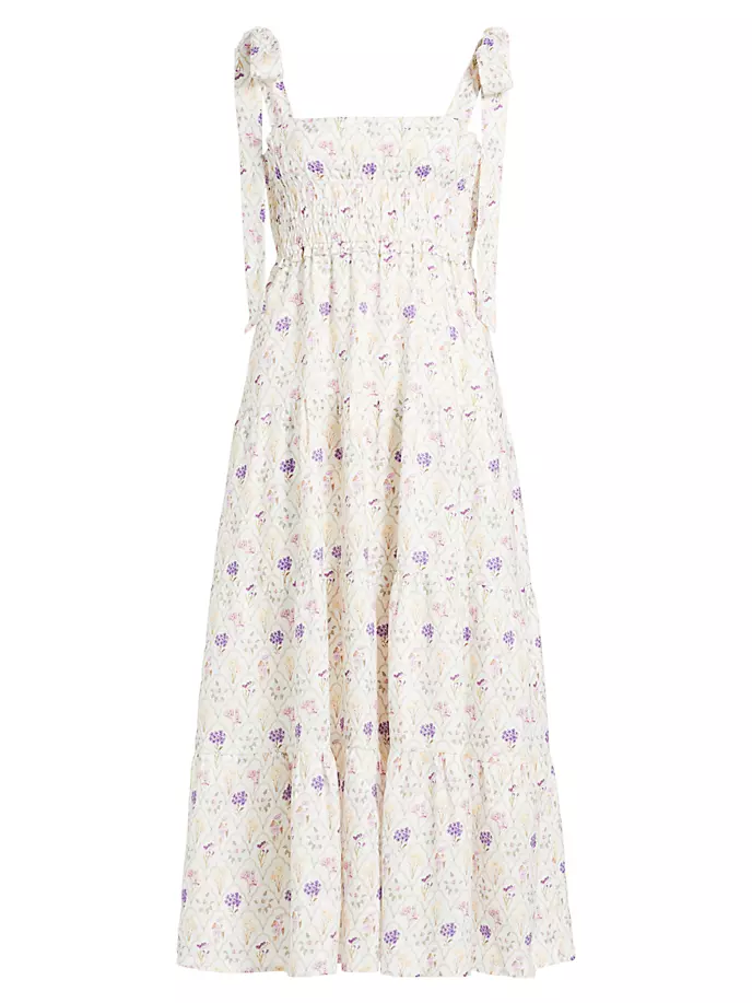 Платье миди Fler со сборками из льна и хлопка Kivari, фиолетовый цена и фото