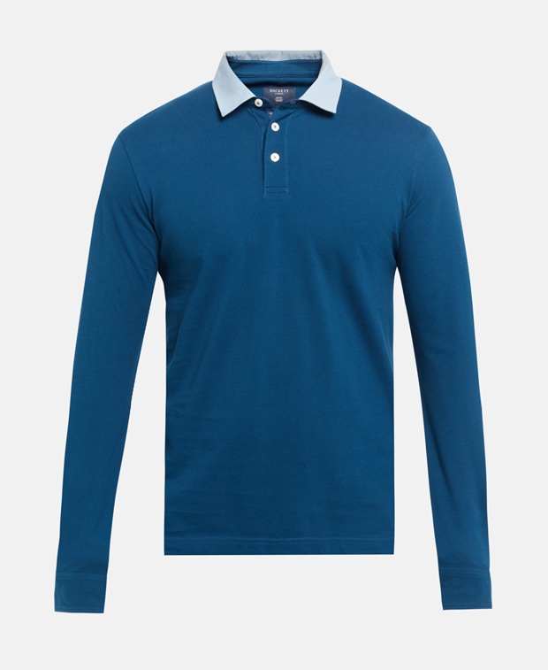 Рубашка-поло с длинными рукавами , цвет Slate Blue Hackett London