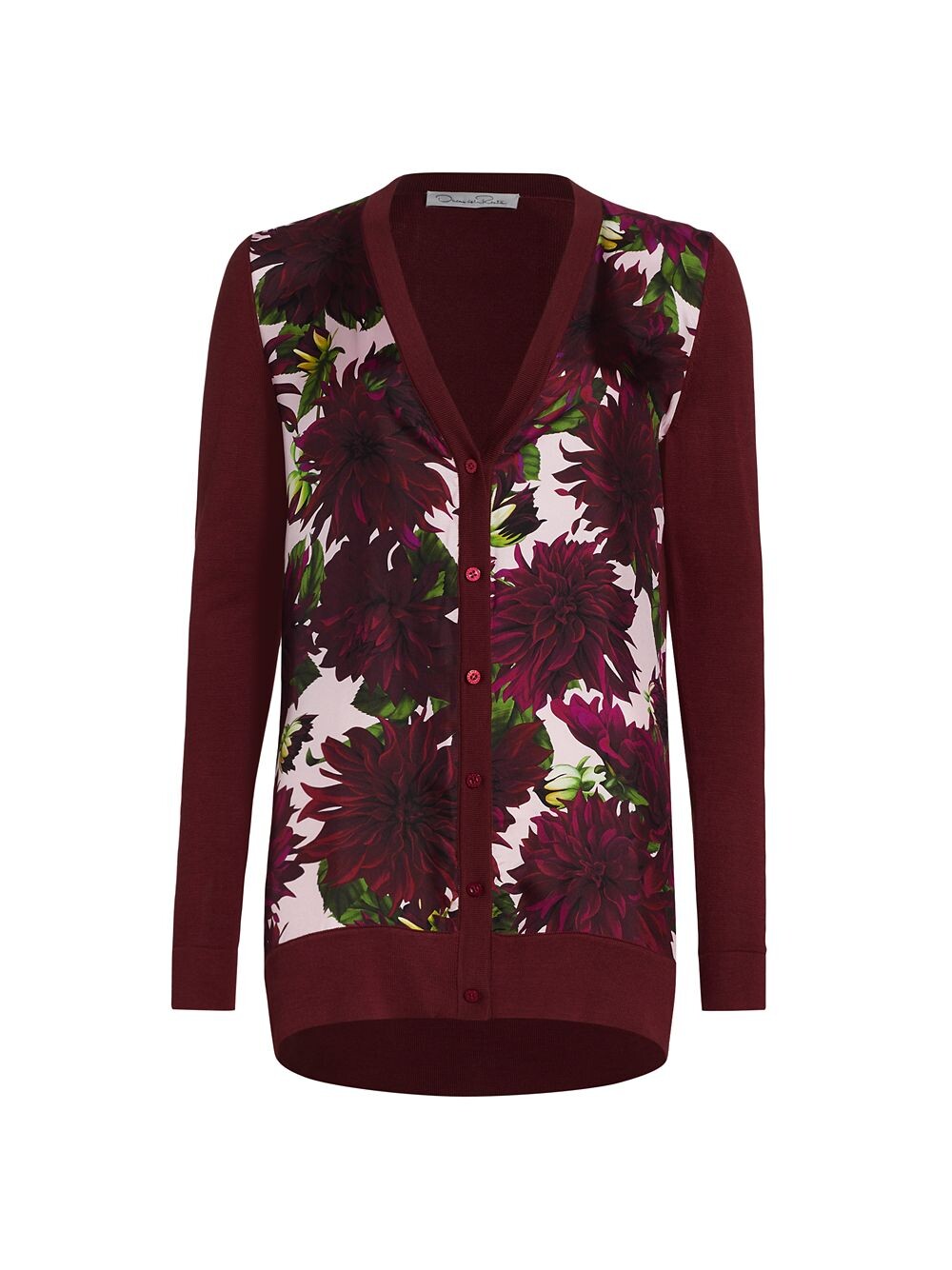 

Длинный кардиган Dahlia из смесового шелка Oscar de la Renta, бордовый, Красный