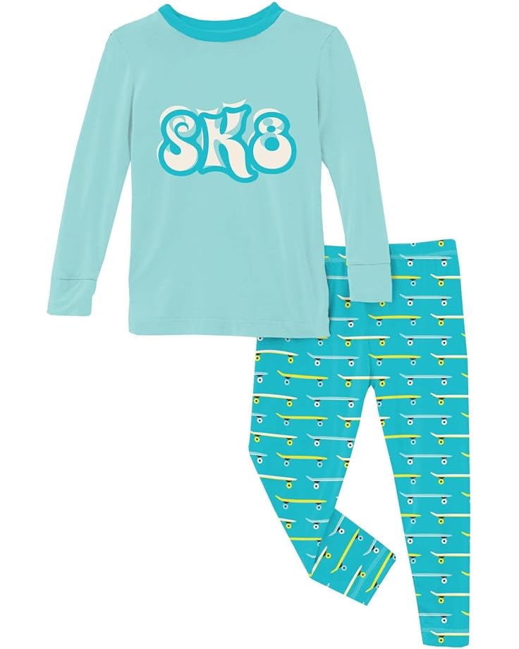 Пижамный комплект Kickee Pants Long Sleeve Graphic Pajama Set, цвет Confetti Skateboards