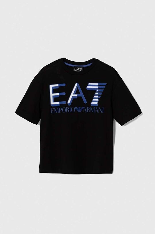 

Детская хлопковая футболка EA7 Emporio Armani, черный
