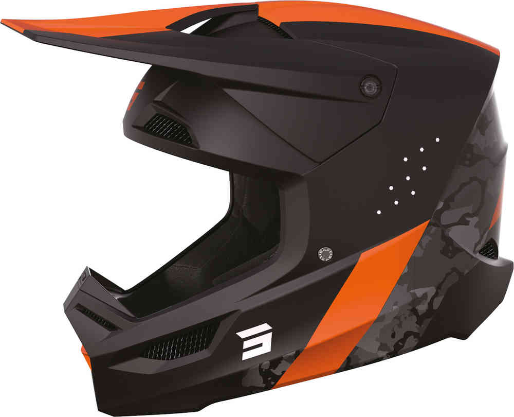 Гоночный камуфляжный шлем для мотокросса Shot, черный/неоново-оранжевый