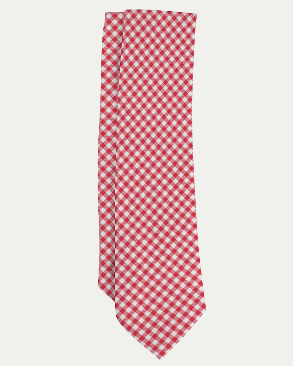 Красный шелковый галстук с клетчатым принтом Pertegaz, красный