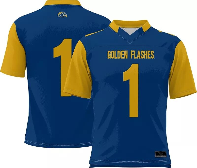 

Мужская футбольная майка Prosphere Kent State Golden Flashes #1 из полностью сублимированного золота