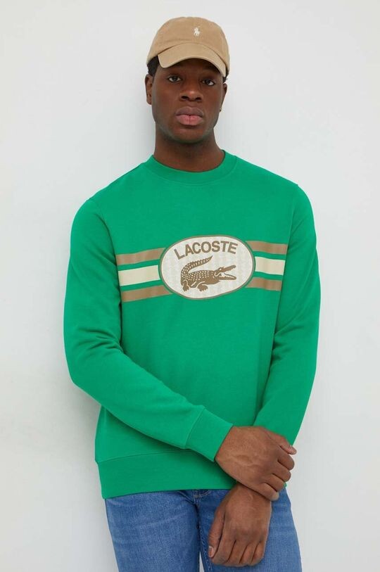 Хлопковая толстовка Lacoste, зеленый толстовка lacoste