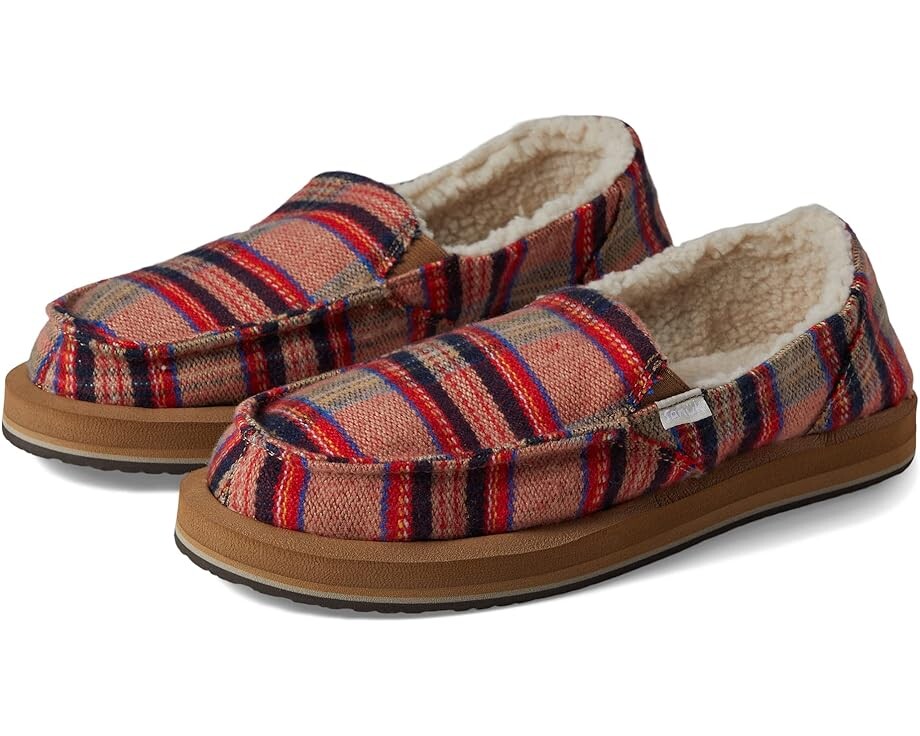 

Домашняя обувь Sanuk Donna Soft Top Plaid Chill, цвет Red Multi