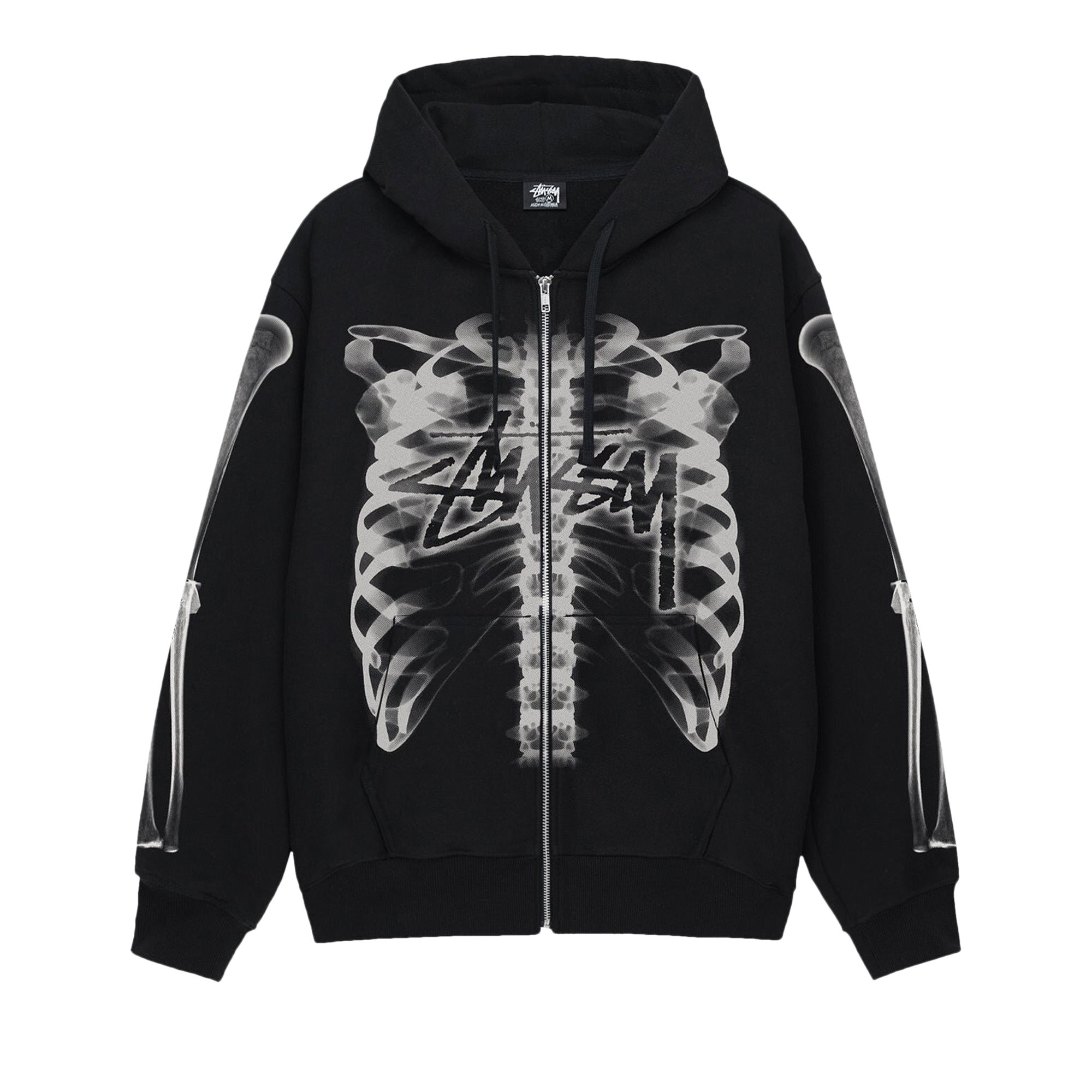 Заказать Толстовка на молнии Stussy Rib Cage, цвет Черный/Белый – цены,  описание и характеристики в «CDEK.Shopping»