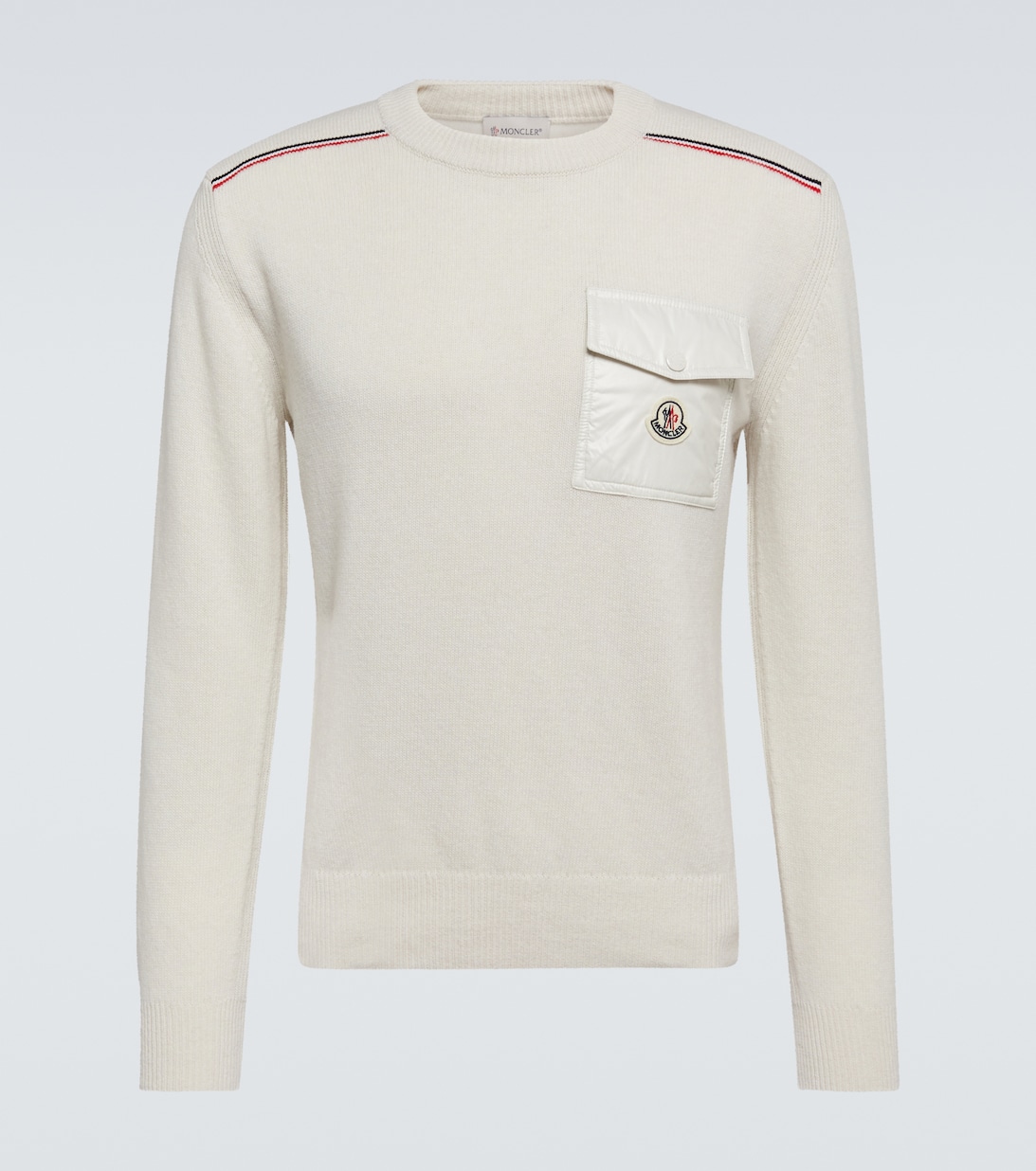 Шерстяной свитер с логотипом Moncler, бежевый