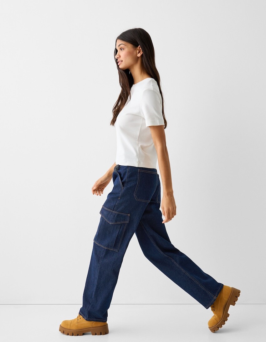 

Джинсы карго Bershka, синий