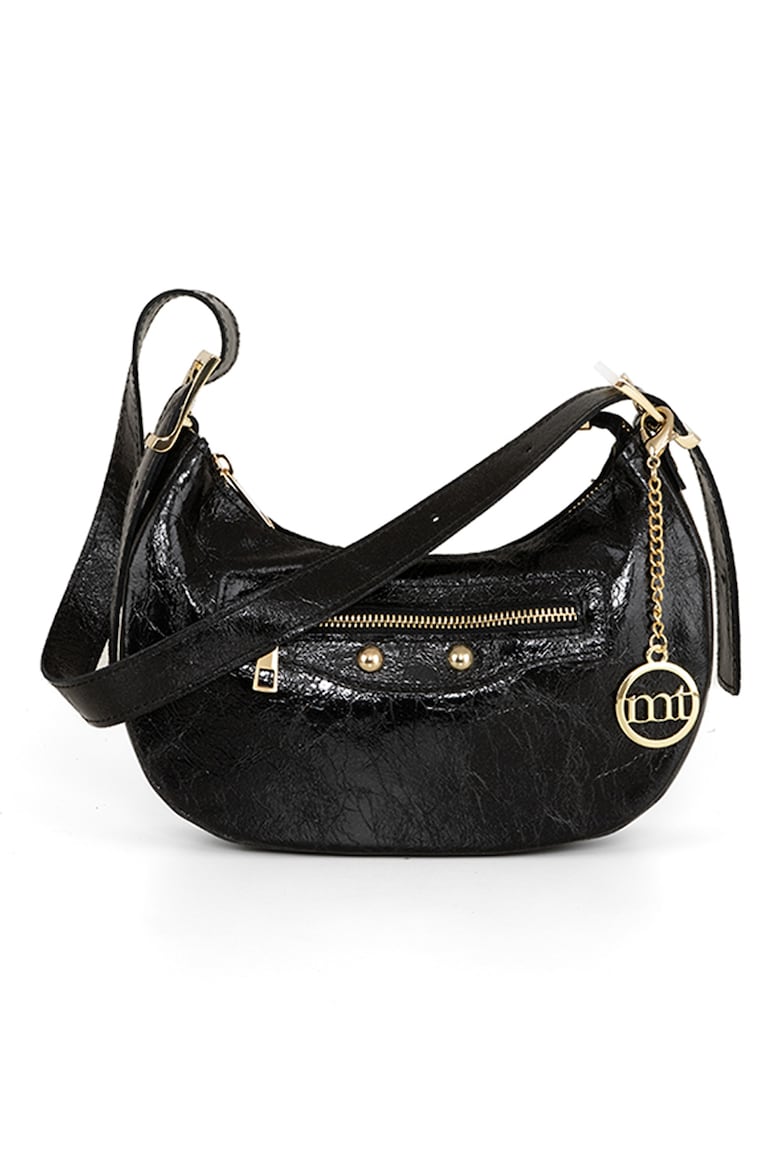 Кожаная сумка через плечо с логотипом Mia Tomazzi, черный