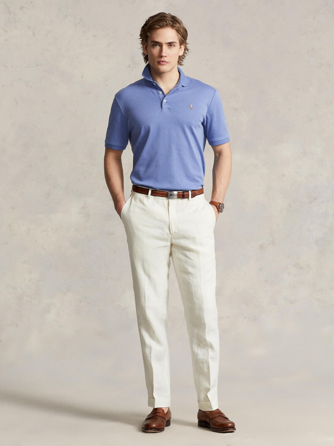 

Рубашка поло стандартного кроя с короткими рукавами Ralph Lauren, французский синий