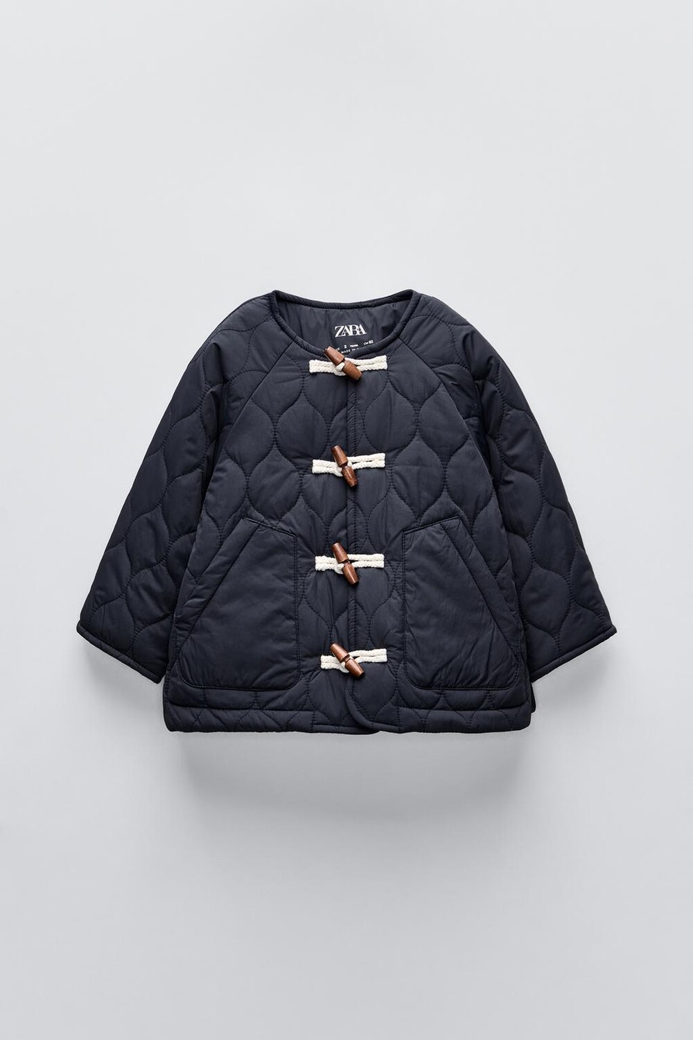 Стеганая куртка с пуговицами ZARA, темно-синий