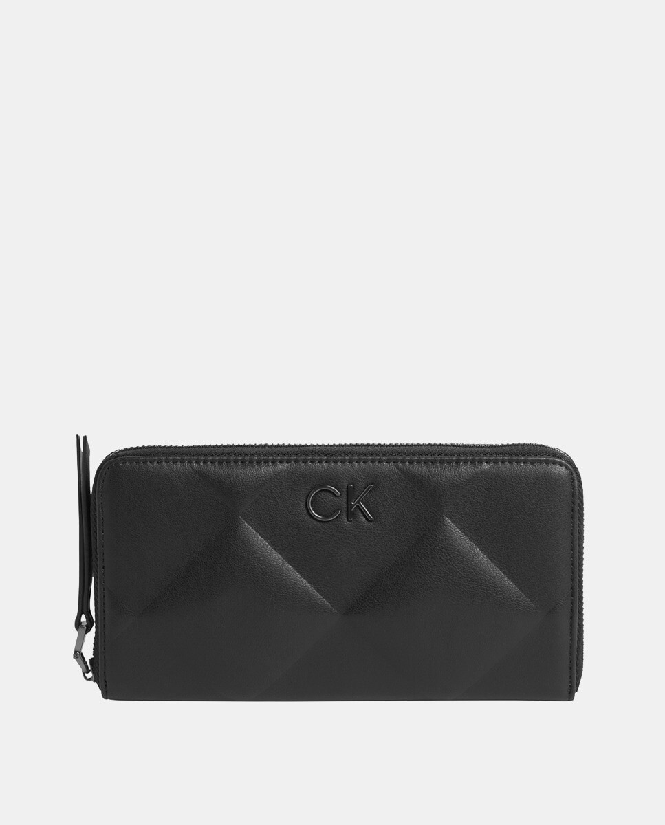 

Большой черный стеганый кошелек на молнии Calvin Klein, черный